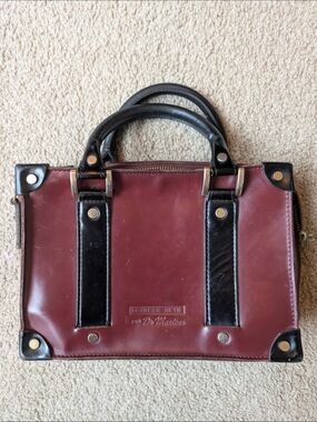 Agnyness Deyn For Dr. Martens Burgundy and Black Leather Briefcase Bag